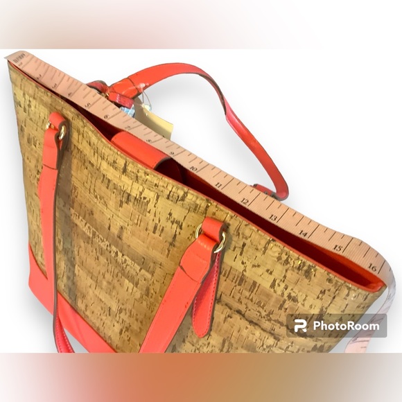 NEW!  Anne Klein, Hot Coral & Cork, Ladies Hand Bag - Picture 15 of 16